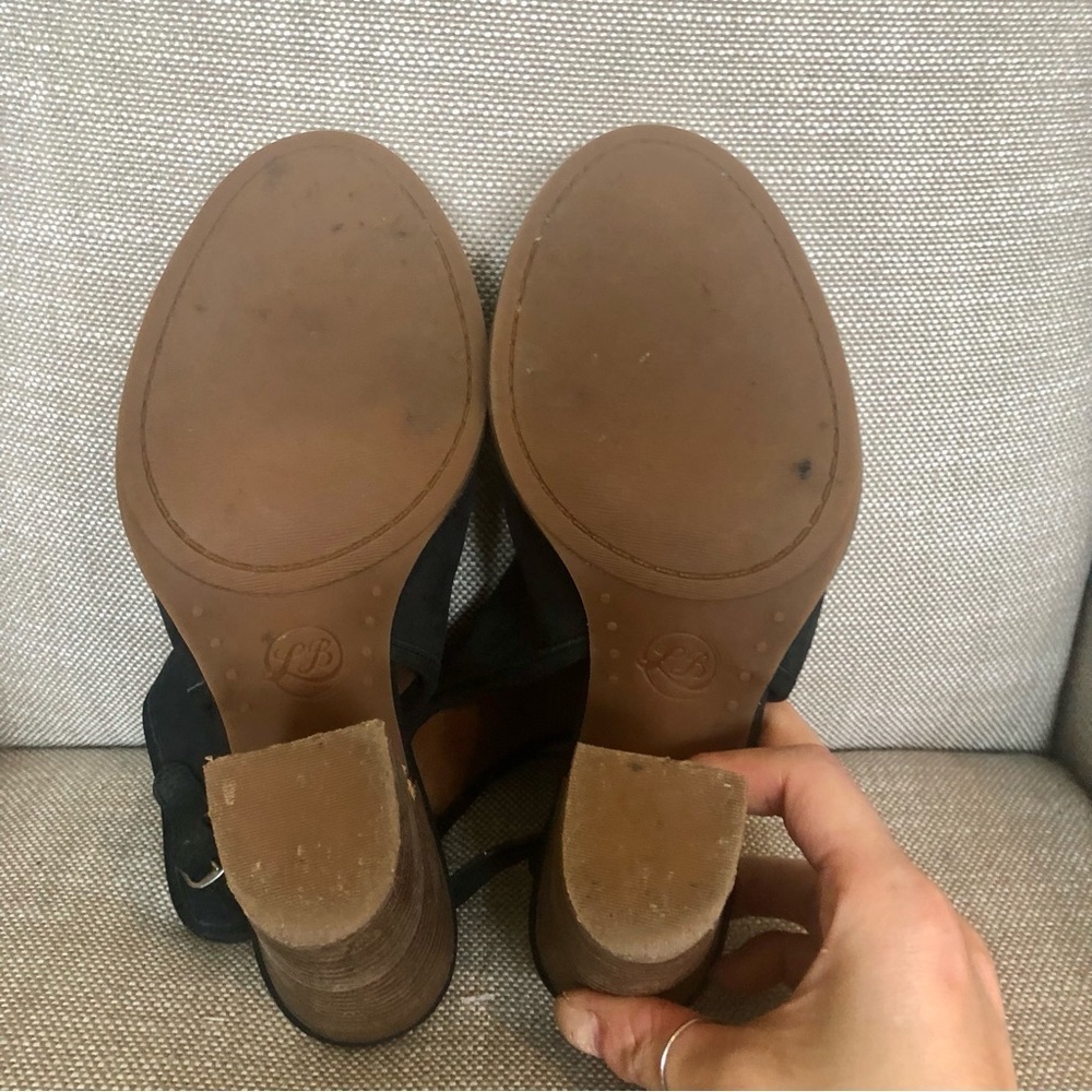 Lucky Brand Black Suede Open Toe and Heel Bootie Size 7.5 - Picture 7 of 11